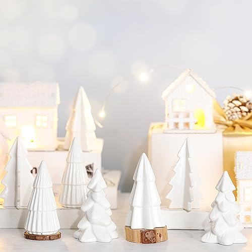 Nuenen 8 Pcs White Ceramic Christmas Tree Decor Winter Decoration, Classic by Nuenen