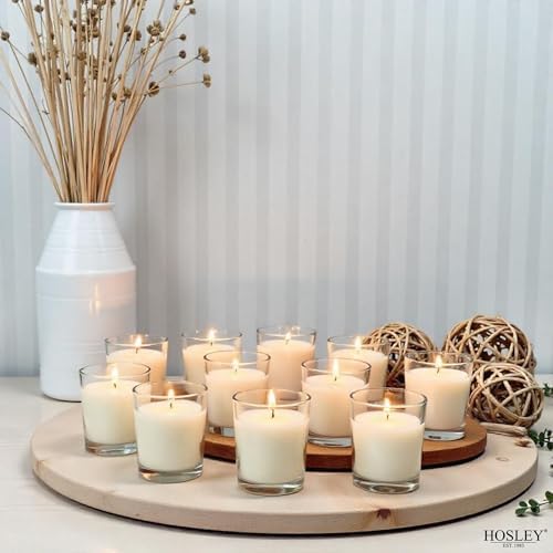 Hosley Set of 12 White Unscented Votive Candles in Clear Glass Holders - Hand Poured Soy Wax, 10-12 Hour Burn Time for Weddings & Home Decor - Image 6