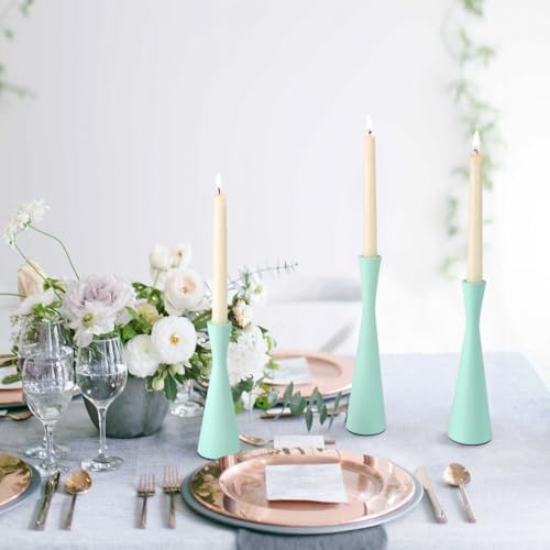 Vixdonos Taper Candle Holders Metal Candlestick Holders Set of 3 Table Mantel Decorative Candle Stand for Dinning,Party，Wedding,Home Decor(Light Green) - Image 4