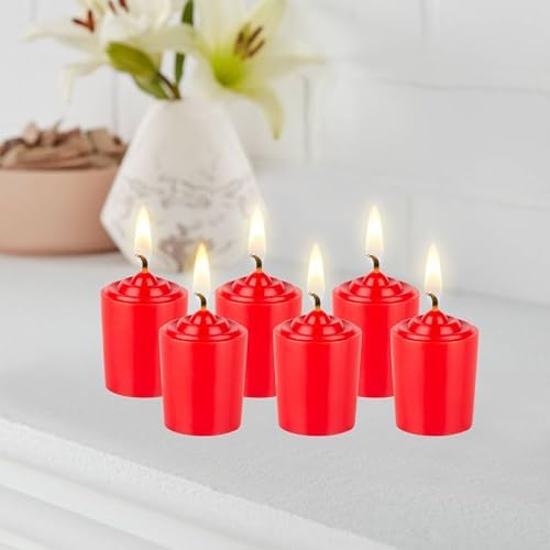 Mega Candles 12 pcs Unscented Red Votive Candles, Hand Poured Wax Candle 15 Hours 1.5 Inch x 2.25 Inch, Home Décor, Wedding Receptions, Centerpieces, Occasions, Events, Festivities, Meditations - Image 5