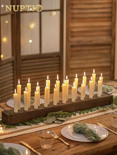 NUPTIO Taper Candle Holders Wood: Wooden Candelabra Long Candles Stick Centerpieces - Farmhouse Candlestick Holder 20 arm for Birthday Party Fireplace Table Decor 30 Inches - Image 3