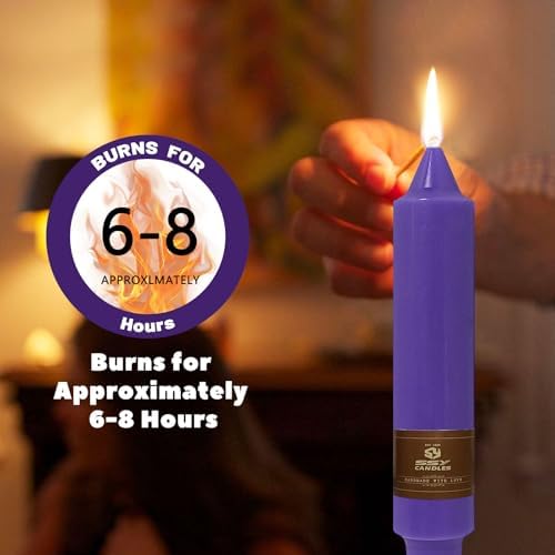 NJAO HOO Purple Advent Short Taper Candle 7 Inch Christmas Candlesticks Unscented Dripless Tapered Candle Set for Home Decor Party Dinner Candles, 4 Pack - Image 6