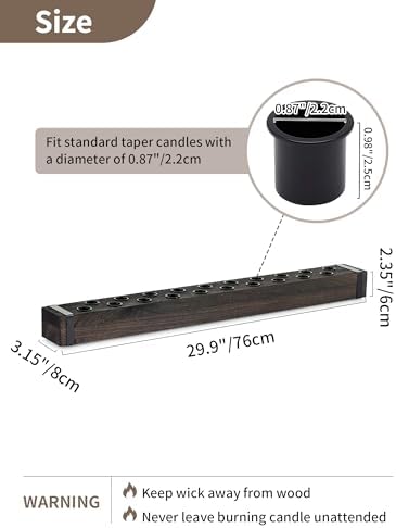 NUPTIO Taper Candle Holders Wood: Wooden Candelabra Long Candles Stick Centerpieces - Farmhouse Candlestick Holder 20 arm for Birthday Party Fireplace Table Decor 30 Inches - Image 2