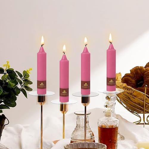 NJAO HOO Hot Pink Short Taper Candle 7 Inch Candlesticks Unscented Dripless Tapered Candle Set for Home Decor Wedding Party Dinner Candles, 4 Pack - Image 6