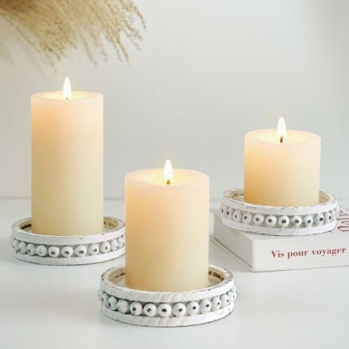 Hanobe Wooden Candle Holder for Pillar Candles Set of 3 Candlestick Holders by Hanobe
