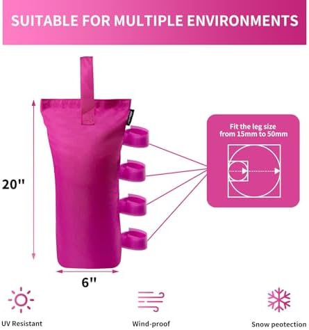 Joramoy Tent Weights SandBags 120LBS for Canopy Leg Set of 4, Pink NO Sand - Image 4
