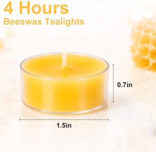 Beeswax Tea Light Candles Bulk 4 Hour Non Toxic Natural Pure Bees Wax - Image 3