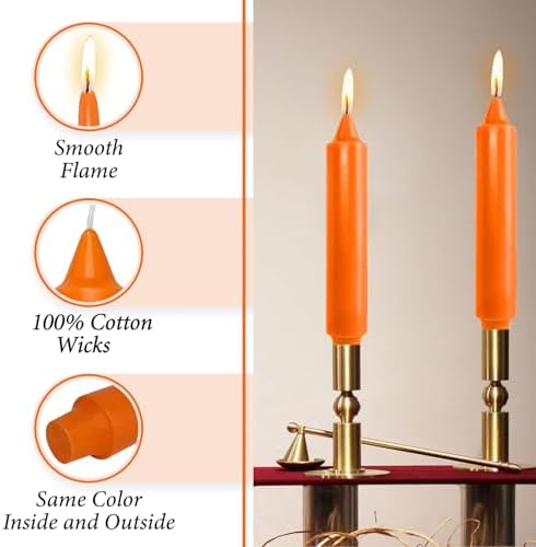 Orange Taper Candle Candle Sticks, 7 Inch Mini Pillar Candles, 4PCS Handmade Unscenteds Candlesticks for Festive Halloween Thanksgiving Day Fall Home Decor - Image 3