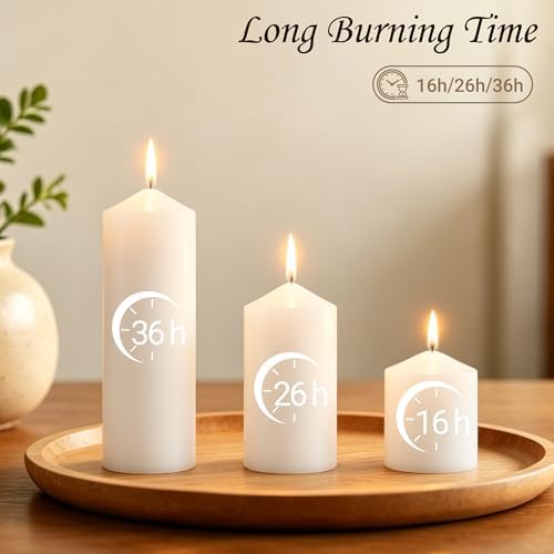 18-Pack White Pillar Candles Bulk Set, 2x3, 2x4, 2x6 Inch - Image 5