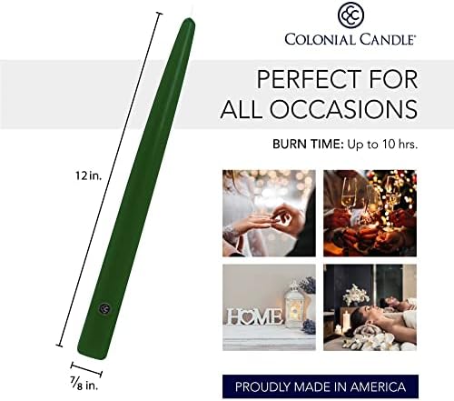 Colonial Candle Unscented Taper Candle, Handipt Collection, Evergreen, 10 in, Pack of 6 Candlesticks - Up to 8 Hours Burn - Image 3