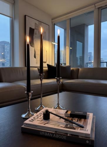12PK 10" Classic Taper Candles, Black, 7-8 Hours Long Burning, Unscented Tall Candlesticks - Image 3