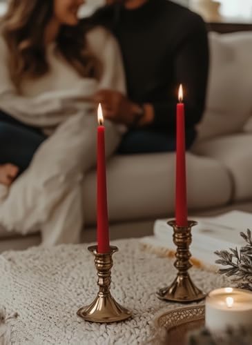 10" Classic Taper Candles, Red, 4-Pack, 7-8 Hours Long Burning, Unscented Tall Candlesticks - Image 7