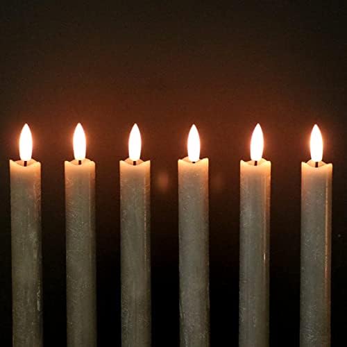GenSwin Flameless Taper Candles LED Battery Operated Remote Timer Grey - Image 3