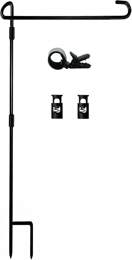 Garden Flag Pole Stand Holder, Garden Flags for Outside with Flag Stopper and Clip Waterproof Powder-Coated Paint for Flag Pole Holder for Outside House,Yard Flags for Outside