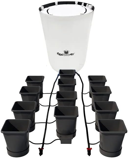AutoPot 12 Pot XL System with 6.6 Gallon Plastic Pots and 60 Gallon PRO FlexiTank - Self-Watering, Gravity-Fed Hydroponic System (12PotXL - 6.6 Gallon - 60 Gallon PRO FlexiTank) Indoor, Black