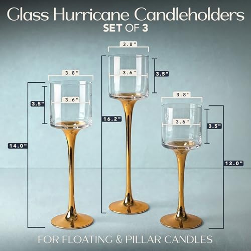 Royal Imports Glass Candleholder Flower Vase Set of 3, Gold - Image 2