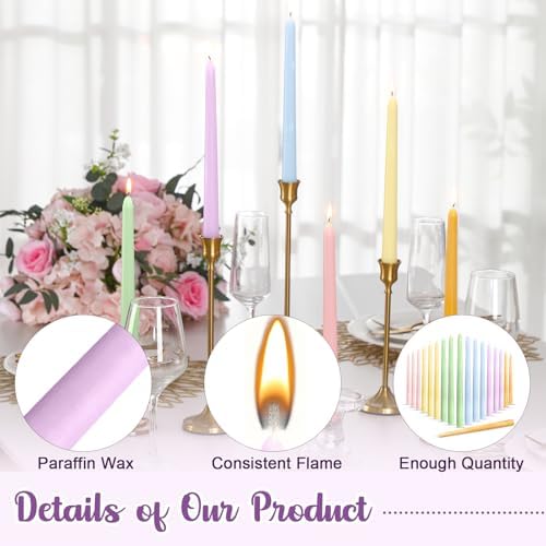 Nuanchu 16 Pcs Pastel Taper Candles, 10 Inch Tapered Smokeless - Image 3