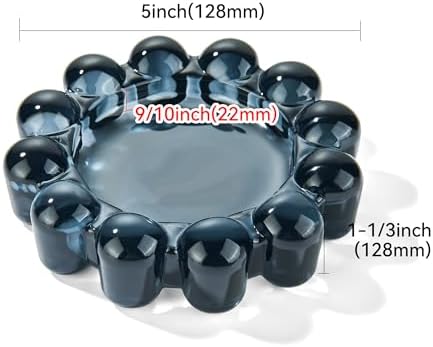 Black Glass Candle Dish, 1 Pack Modern Bubble Candle Holder for Small Candles and Diffusers, Decorative Home Decor Accessory - Image 2