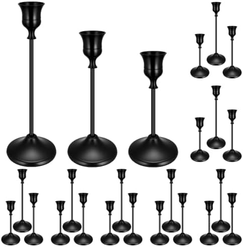 24Pcs Brass Taper Candle Holders Set, Vintage Metal Candlestick Holders by Ovveroche
