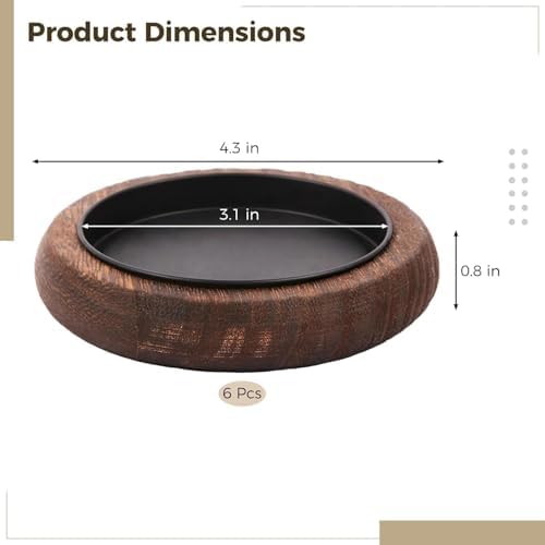6 PCS Vintage Wood Candle Trays, 3.9 in Round Candle Holders for Pillar Candles, Elegant Black Inner Plastic Tray, Decorative Tray Riser for Home Decor, Coffee Tables, Bookshelves - Image 5