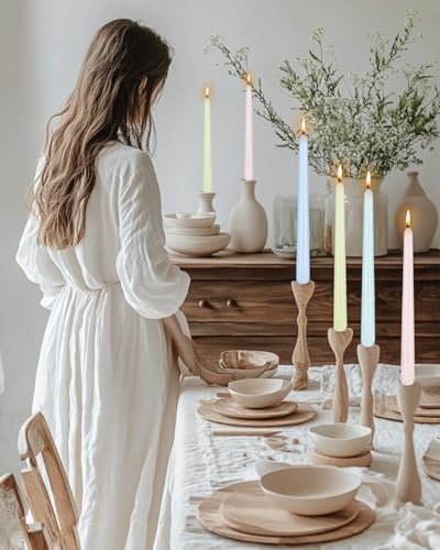 10" Colorful Candlesticks-12 Pack Tall Taper Candles-Unscented Dripless Candles 8 Hour Burn for Spring, Home Decor, Dinner, Holidays, Weddings,Christmas Home Decor - Image 6