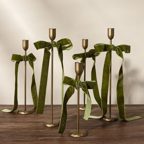 Perfnique Brass Candlestick Holders Set of 3 - Antique Gold Iron Candle Holders for Christmas, Birthday, Wedding, Party, Dining Table, Fireplace Mantel Decor - Image 2