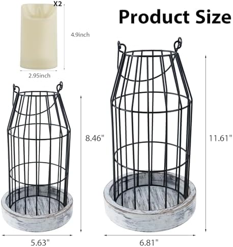 Farmhouse Lantern Decor Rustic Home Decor Lanterns with Flameless Candles - Image 3