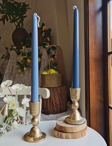 Antique Brass Iron Taper Candle Holders - Candlestick Holder for Weddings, Dining, and Parties, Candle Stand Set of 2 - Image 6