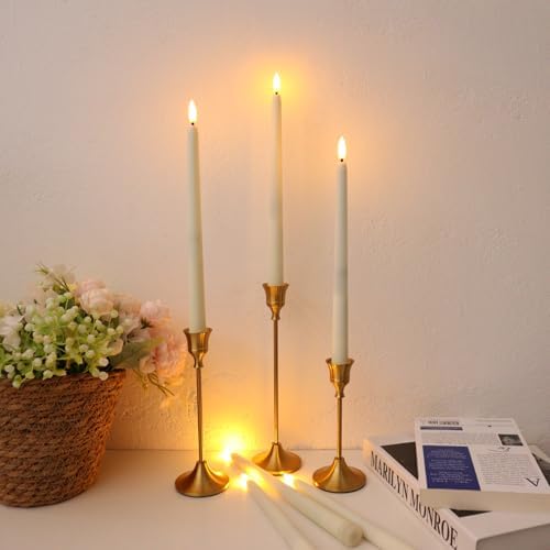 12 Pcs Flickering Flameless LED Taper Candles, 11" Long Fake Taper Candles Battery Operated with Remote Timer, Ivory Plastic Electric Candlesticks for Wedding Party Christmas Holiday - Image 6