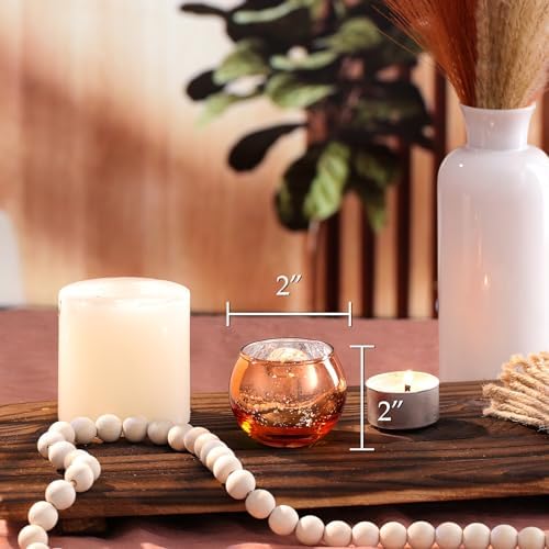 24 Pcs Burnt Orange Candle Holders- Mercury Glass Candle Holders for or Boho Wedding Centerpieces, Bridal Shower, Party Table Decor, Fall and Holiday Home Decoration - Image 2