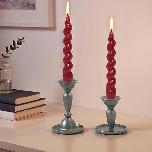 7.5 Inches Spiral Taper Candles Colorful Twisted Candle Dripless Long Candles, Handmade Candlesticks for Wedding Dinner Decor, Set of 4(Red) - Image 5