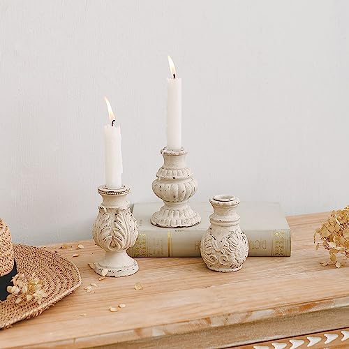 NIKKY HOME Taper Candle Holders Set of 3, Vintage Candle Stand Decorative Resin Candlestick for Wedding Party Mantle Fireplace Dining Room Table Centerpieces Decor - Image 2