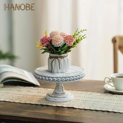 Hanobe Small Wood Cake Pedestal Stand 8 Inch Rustic Display Riser Plate - Image 5