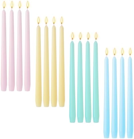 MTLEE 16 Pcs 10 Inch Long Taper Candle Stick Smokeless, Macaron Color by MTLEE