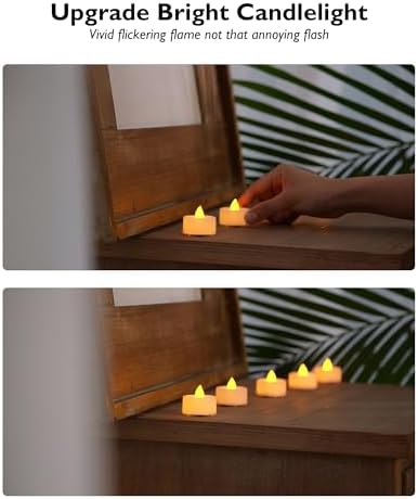 BEICHI Flameless TeaLights Candles with Timer,6 Hours On and 18 Hours Off in 24 Hours Cycle Automatically,Pack of 12 Battery Operated LED Tea Lights Flickering Votive Candles Timer Warm Yellow Light - Image 6