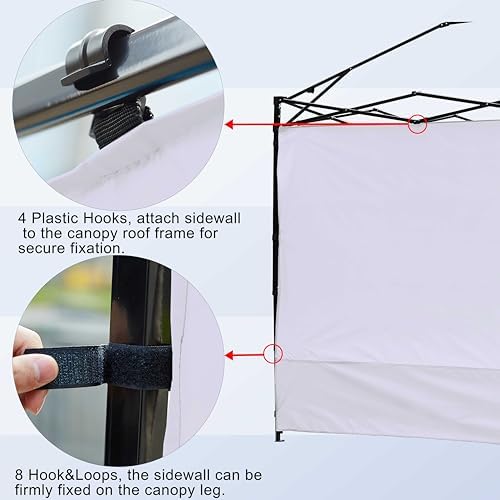 Canopy Sunwall Sidewall Gazebos Tent Waterproof for 8x8ft Pop up Canopy Straight Leg Gazebos Outdoor Instant Canopies 1 Pcs White Canopy Sidewall Only - Image 3