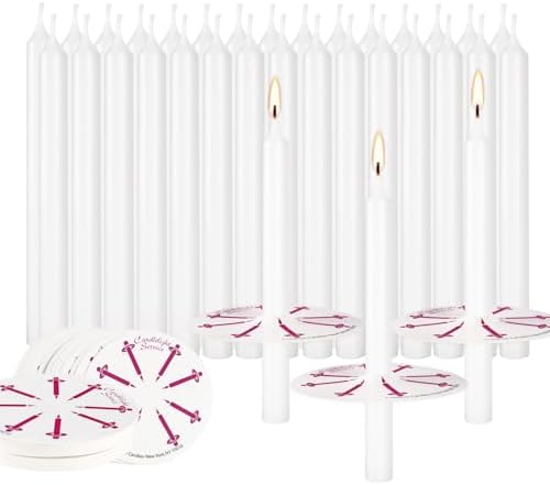 100Pack 4inch White Church Service Taper Candles with 3 Inch Paper Drip Catchers，Smokeless and Unscented | Ideal for Prayers, Vigil,Memorial Services, Religion,Shabbat, Prayer Candles - Image 3
