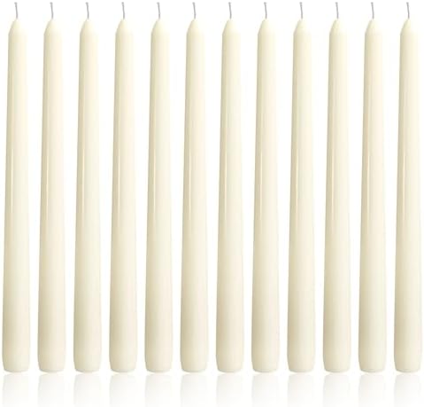 OSHINE Ivory 10 Inch Taper Candles - 12 Pack Long Taper Candle Dripless Unscented Smokeless & Emergency 7-8 Hours Long Burning Tall Candlesticks Ideal for Weddings, Dinner Party, Easter by OSHINE