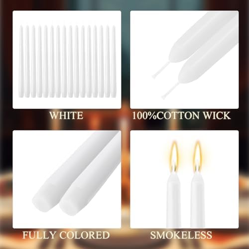 MTLEE 16 Pcs 10 Inch Taper Candle Sticks Smokeless Unscented, White - Image 5