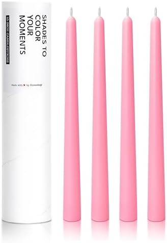 10" Classic Taper Candles, Pink, 4-Pack, 7-8 Hours Long Burning, Unscented Tall Candlesticks by Unknown