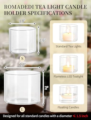 Romadedi Clear Glass Votive Tealight Candle Holders, 24 Packs - Image 3