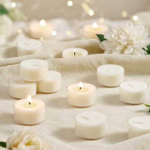 Scented Tea Lights Candles, Gardenia Moonlight, 16 Pack – White Scented Tealight Candles– 100% Palm Wax – 6 Hour Burn Time Aromatherapy Tea Light Votive Candle for Dinner, Bedroom, Spa, Wedding Decor by LAMORGIFT