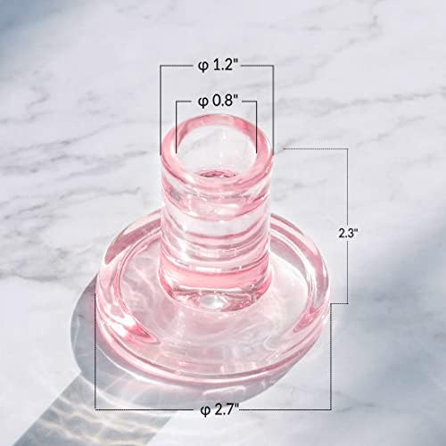 4PCS Pale Pink Glass Taper Candle Holders, Crystal Candlesticks, Wedding - Image 2