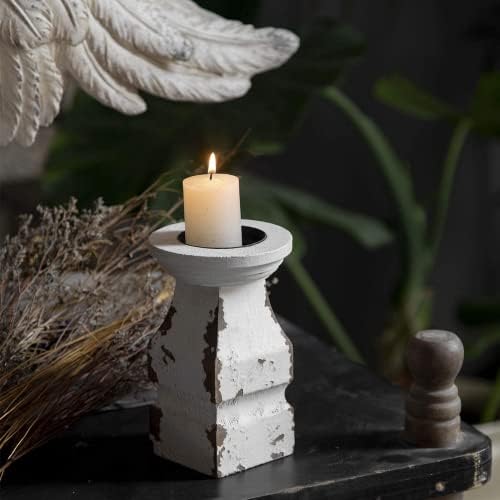 SOFE Distressed White Candle Holder, Rustic Candle Holder for Pillar Candle - Image 3