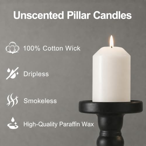 Pillar Candles White Bulk 2x3 Inch Unscented Candle for Votive 20Pack - Image 3