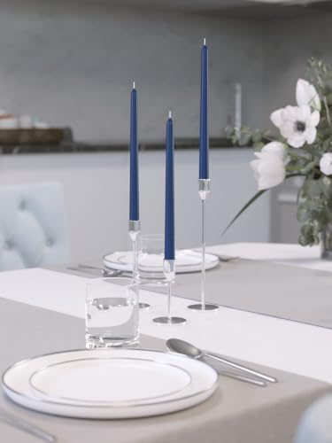 CANDWAX 8 inch Tapered Candles - Set of 12 Dripless Dinner Candles - Dark Blue - Image 4
