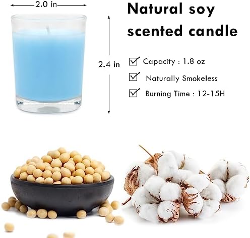 Set of 20 Babyblue Votive Candles Clear Glass Filled Unscented Soy Wax Candle for Home Spa Weddings Holiday Baby-Shower Party and DIY - Image 7