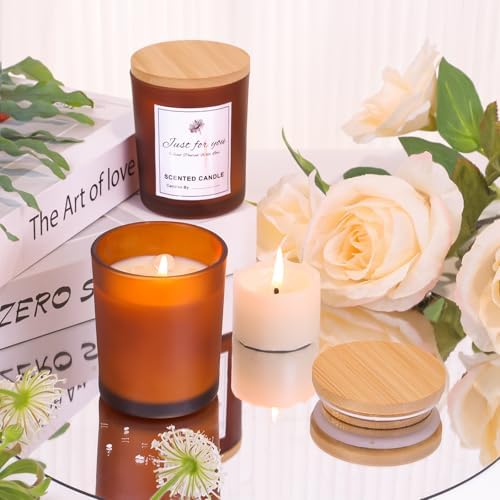 CONNOO 15-Pack 7oz Fall Amber Candle Jars with Bamboo Lids - Image 5