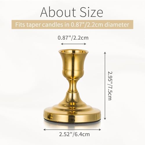 Gold Candlestick Holders Vintage: Taper Candle Holder Set of 2 - Image 6