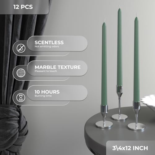 CANDWAX 12 Inch Taper Candles Sage Decor Unscented Candle Sticks 12 Pack - Image 2